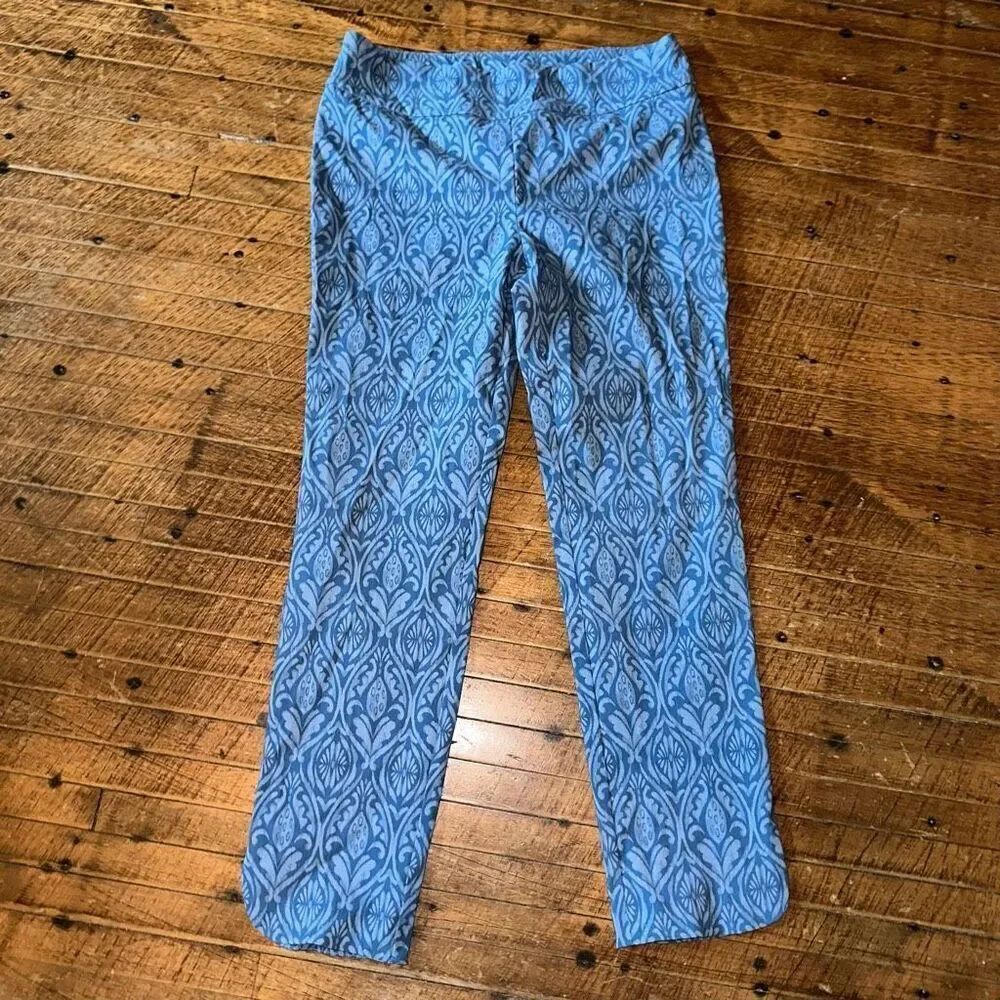 Soft Surroundings blue boho floral M travelcore pull on jeans